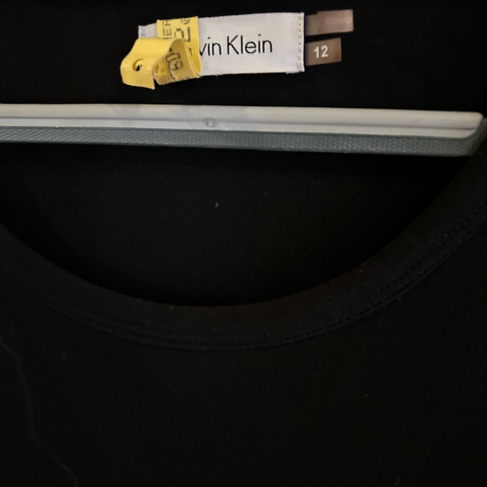 Calvin Klein black jersey top & black faux leather midi dress - Picture 2 of 3